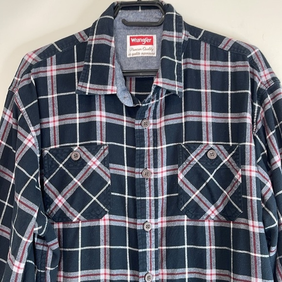 Wrangler Men's Plaid Flannel Shirt Black Red White Long Sleeve Button Up XL - Picture 3 of 14